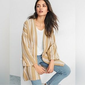 Eileen Fisher Reed White Stripe Kimono Robe Coat Duster Petite Size M/L